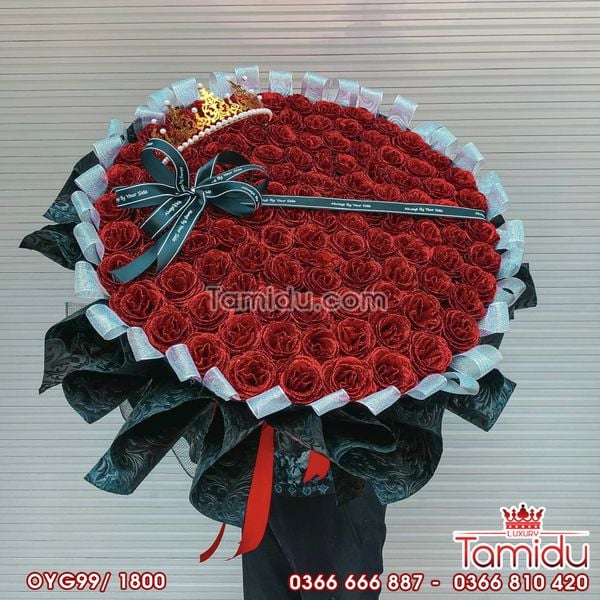 Bó Hoa hồng nhũ kim tuyến 99 bông