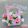 Giỏ hoa hồng nhẹ nhàng, tinh tế