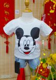  [10-11kg] Set Đồ Bộ Ngắn Bé Trai - Trắng Mickey Cười 