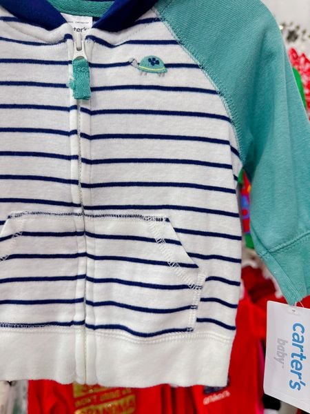  [NB-6M] Áo Khoác Bé Trai Cter - Xanh Trắng Sọc Rùa 