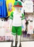  [8-18kg] Set Đồ Bộ Ngắn Polo Bé Trai - Xanh Lá Trắng 