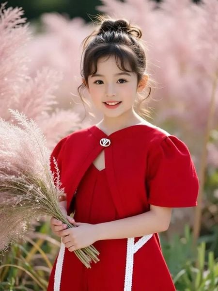  [13-14kg, 18-28kg] Set Đầm 2 Dây Kèm Áo Khoác Bé Gái - Đỏ Trơn 