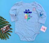  [3-6m] Bodysuit Tay Dài Bé Gái GP - Xanh Trời Hoa 