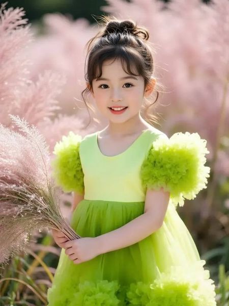  [12-26kg] Đầm Voan Công Chúa Cho Bé - Xanh Lá Voan 