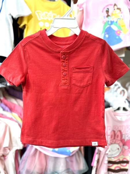  15-17kg 4T Áo thun bé trai G@p đỏ tay ngắn - Đỏ AT06 