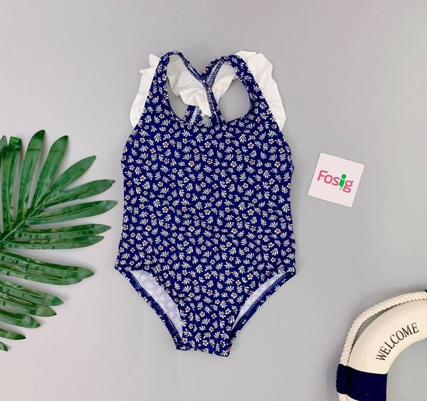  [6-8kg; ] Đồ Bơi Primark [Girl] - Navy Hoa Nhụy Đỏ 