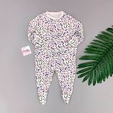  [0-6m] Sleepsuit Gài Nút Có Vớ Bé Gái PM - Trắng Hoa Bướm 