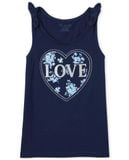  [15-16kg] Áo Thun 3 Lỗ Bé Gái PL - Navy Love Hoa 