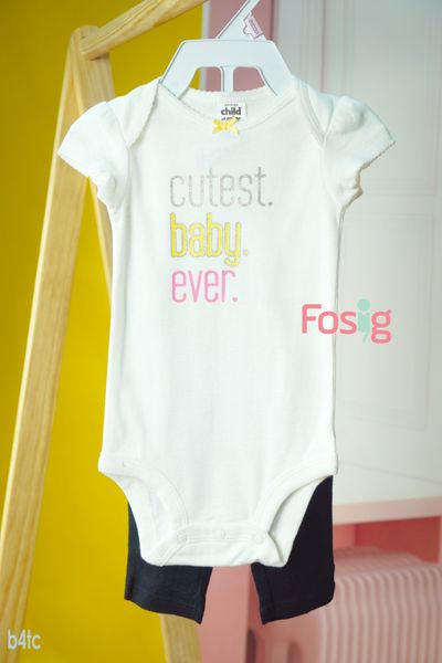  [0-3m] Set Body Kèm Quần Bé Gái Carter - Trắng Cutest 