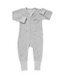  [0-6m] Sleepsuit Không Vớ Khóa Kéo Bé Gái - Xám Chấm Đen 