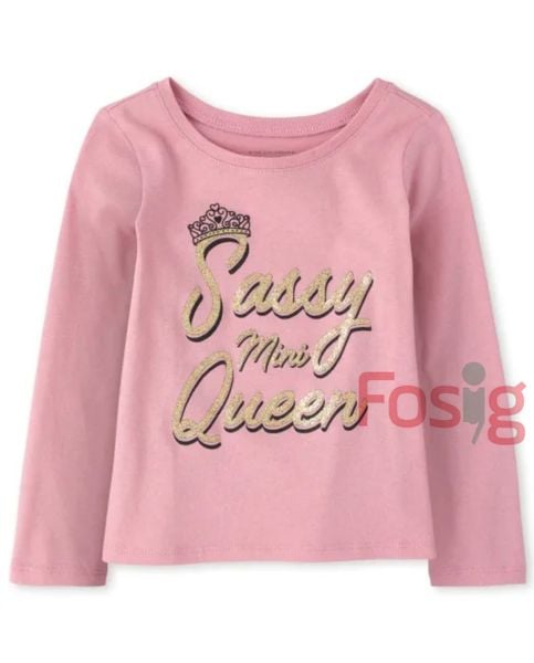  15-16kg Áo Thun Tay Dài Bé Gái PL - Hồng Nhạt Sassy 
