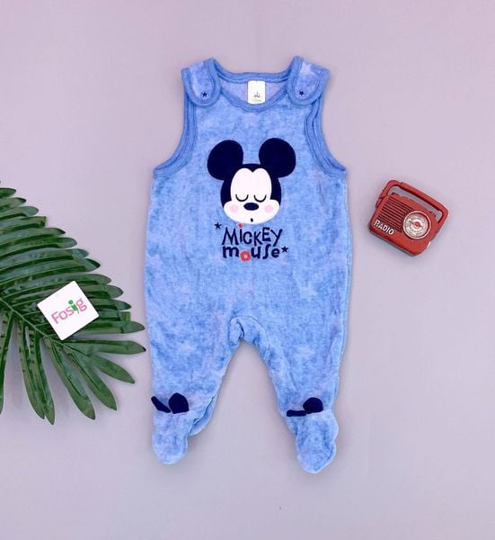  [0-4m] Sleepsuit Nỉ Nhung Bé Trai Baby Club - Xanh Mickey 