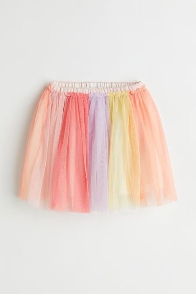  [18-28kg] Chân váy H.M voan lưng thun co giãn, có lót thun cho bé gái- Cầu vồng lưng thun xếp ly CV09 