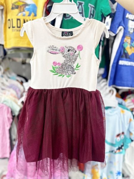  13-19kg Đầm Cánh Tiên Voan Công Chúa- Thỏ xám D05 