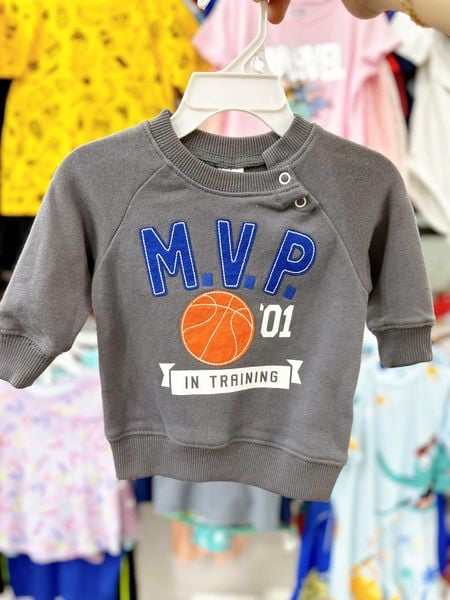  [0-6m] Áo Nỉ Tay Dài Bé Trai  Cter - Xám Đậm MVP 