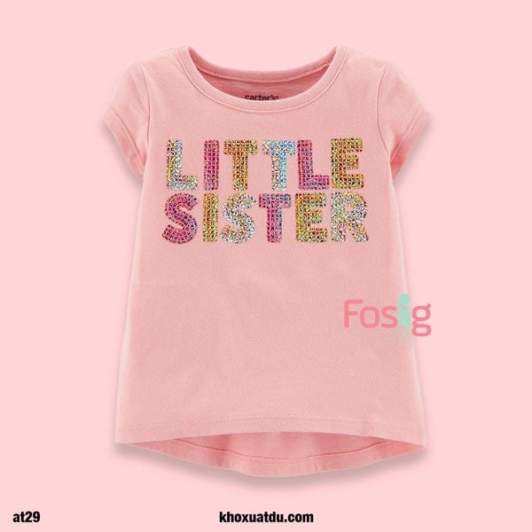  8-9kg Áo Thun tay ngắn Bé Gái Cter - Hồng Little Cườm 