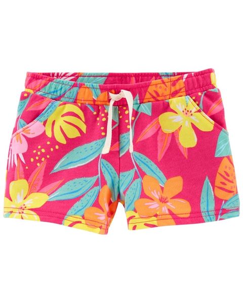 6-7kg Quần Short Da Cá Bé Gái Cter - Hồng Hoa Lá Màu 