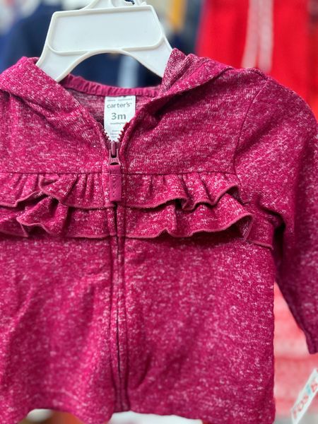  [3-12M] Áo Khoác Nỉ Len Bé Gái Cter - Đỏ Đô 