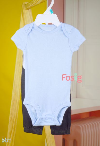  [3m-6m, 9-12m] Set Body Kèm Quần Bé Trai Carter - Xanh Trời Trơn 