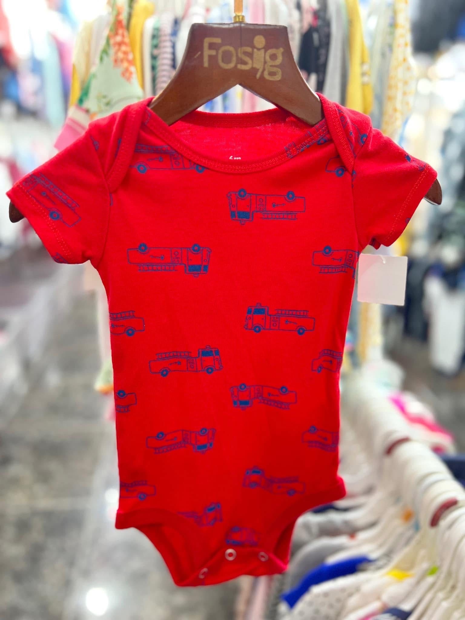  [4-7.5kg; 3m-9m] Bodysuit Tay Ngắn Bé Trai Cter50 - Đỏ Xe Cứu Hỏa 