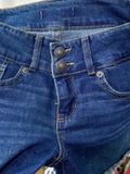  35-40kg 12Y Quần short jaens L.v bé gái tăng đơ ẩn, khóa thật- Xanh đậm hai nút QS02 