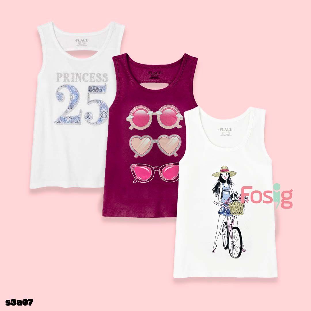  [21-45kg] Set 3 Áo Thun Sát Nách 3Lỗ Bé Gái PL - Combo ngẫu nhiên 