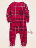  [0-9M] Sleepsuit Khoá Kéo Có Vớ ON Bé Trai - Caro Đỏ 