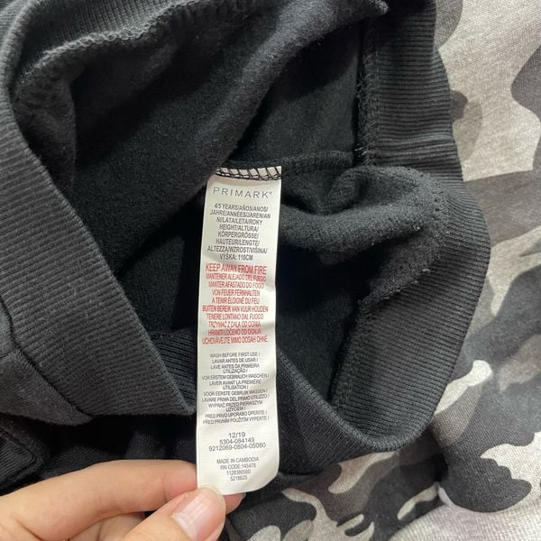  [13-16kg] Áo Nỉ Tay Dài Bé Trai Primark - Đen Số 