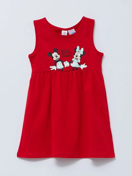  [23-27kg] Đầm Thun Cotton Sát Nách HM Bé Gái - Đỏ Mickey Minnie 