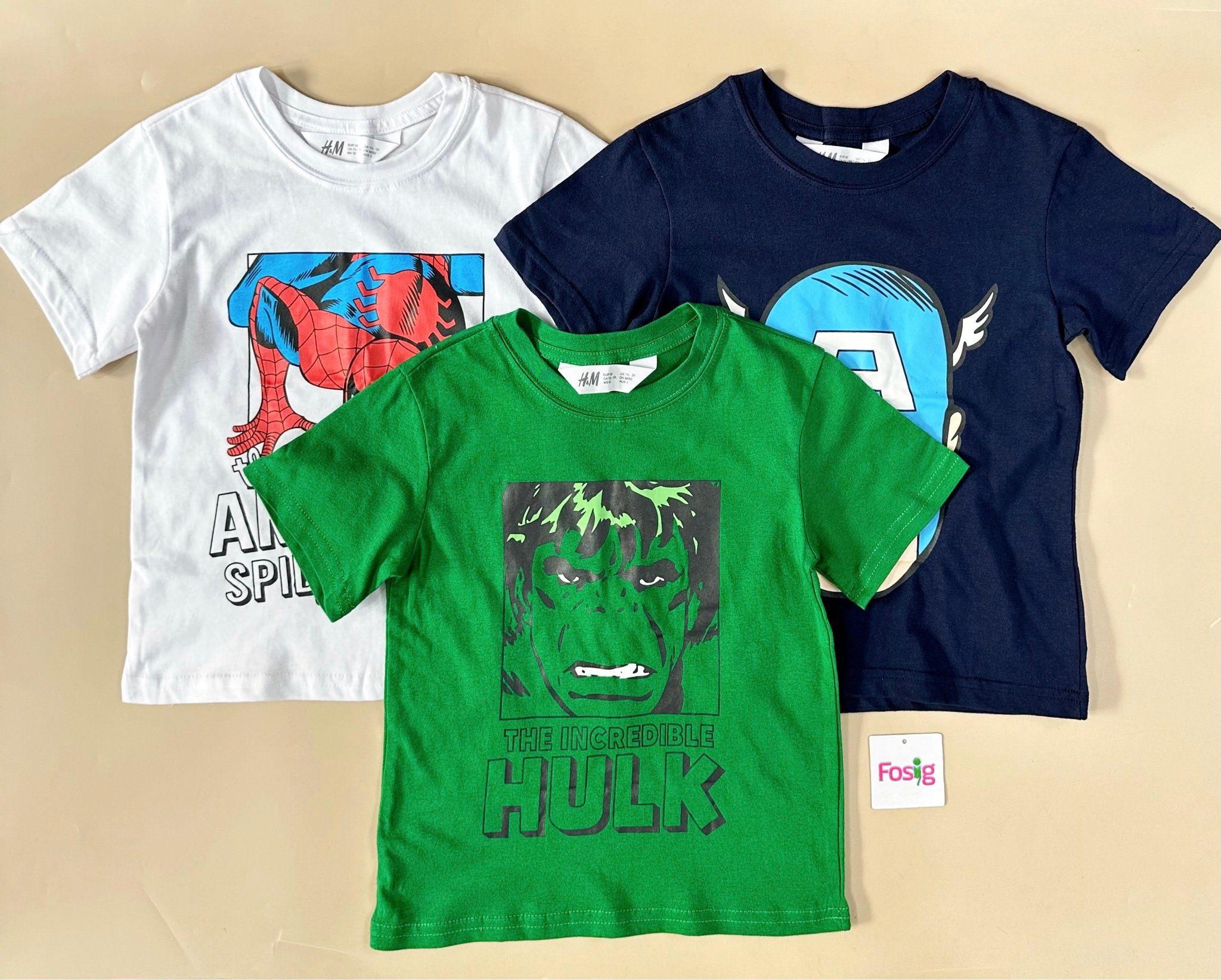  [11-35kg] Set 3 Áo Thun bé trai Cotton Siêu Nhân HM Mix Nhiều Màu- Set màu ngẫu nhiên S3A20 