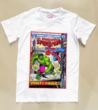  39-50kg L-XL Áo thun tay ngắn bé trai PL- Trắng Spider Man AT32 