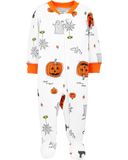  [3-9m] Sleepsuit Khóa Kéo Có Vớ Bé Trai Cter - Trắng Halloween 