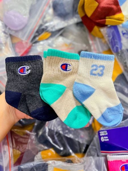  6m-24m 8-14kg  Set 3 Vớ Champion JD Bé Trai 