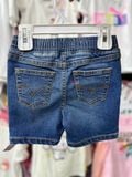  7-9kg 12M Quần short jaens L.v bé gái tăng đơ ẩn, lưng thun giả nút khóa- Xanh chỉ cam QS02 