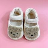  Giày tập đi thun mềm cho bé- Kem thêu gấu GT01 