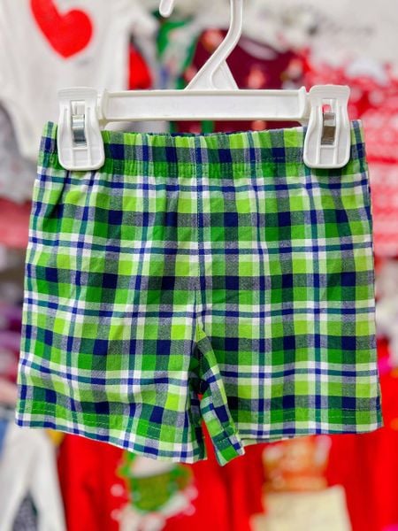  [6-9m] Quần Short Bé Trai Cter - Caro Xanh Lá Nhạt 