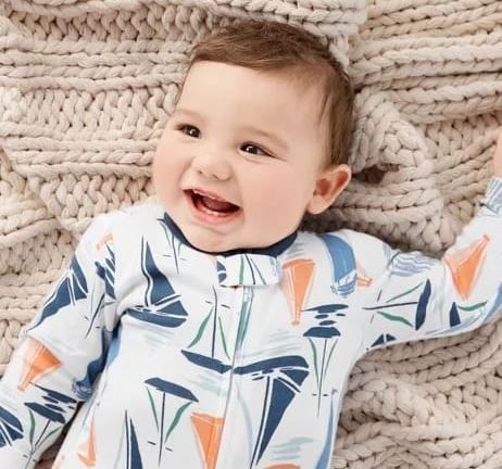  [0-9m] Sleepsuit Khóa Kéo Có Vớ Cter Bé Trai - Trắng Thuyền 