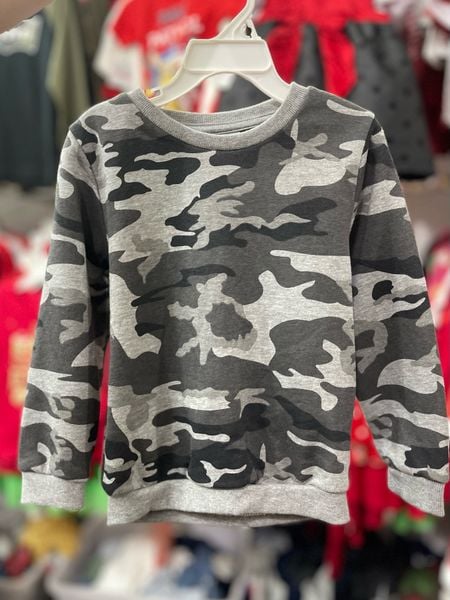  [13-16kg; 21-28kg] Áo Nỉ Tay Dài Bé Trai Primark - Xám Rằn Ri 