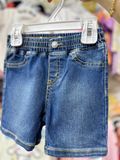  7-9kg; 12M Quần short jaens L.v bé gái tăng đơ ẩn, lưng thun giả nút khóa- Xanh chỉ vàng QS02 