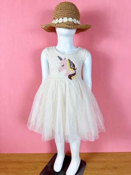  13-16kg Đầm Cánh Tiên Voan Công Chúa- Kem ngựa D05 