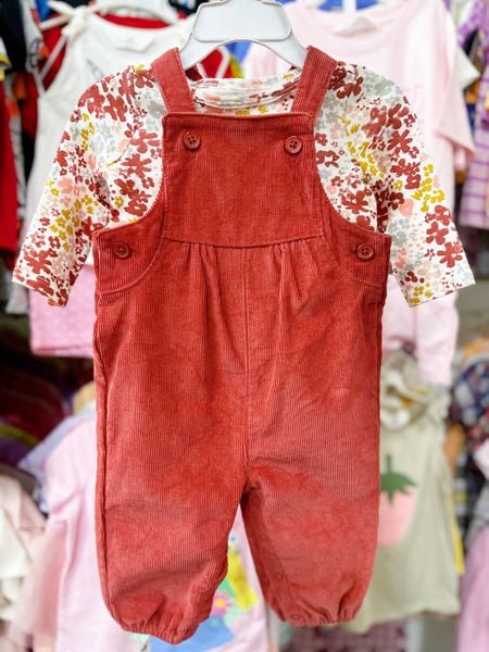  [0-6m] Set Yếm Bé Gái Cter - Đỏ Nâu Trắng Hoa 