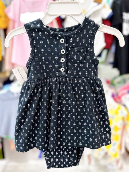  [0-3m] Romper Váy Bé Gái Cter - Đen Họa Tiết 