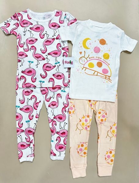  6-9kg;  14-15kg; 18-19kg Set 2 đồ bộ tay ngắn quần dài cho bé gái-S2b02G 