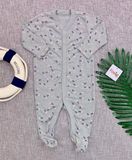  [0-6M] Sleepsuit Cúc Bấm Có Vớ ON Bé Gái - Xám Hoa Hồng 