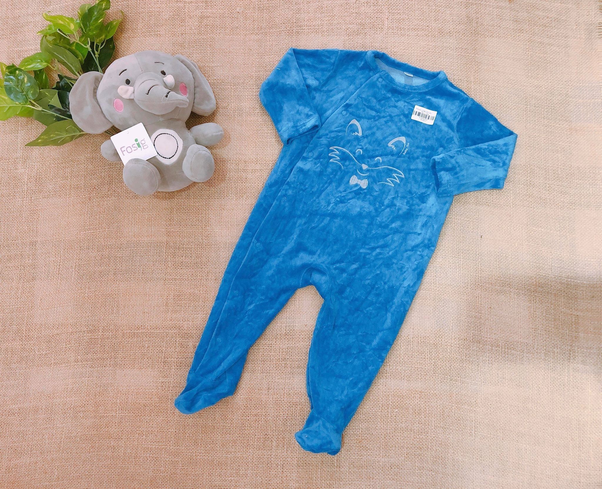  [6-9m] Sleepsuit Kiabi Bé Trai - Xanh Dương Mèo 