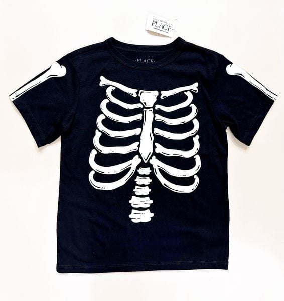  17-23kg; 45-50kg  S-XL Áo thun tay ngắn bé trai PL- Đen bộ xương AT32 