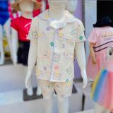  [6-9kg; 12-13kg] Set Đồ Bộ Ngủ Ngắn Pijama Vải Xô Cho Bé - Kem Gấu Hoa 