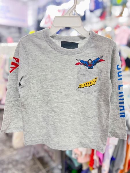  10-15kg Áo thun tay dài bé trai- Xám SupermanZwoooosh ATT1 