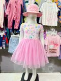  15-17kg 2T-4T Đầm voan sát nách cho bé- Hồng D92 