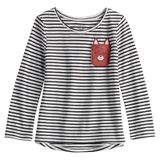  8-10kg 12M Áo thun tay dài bé gái JB- Trắng sọc đen A113 